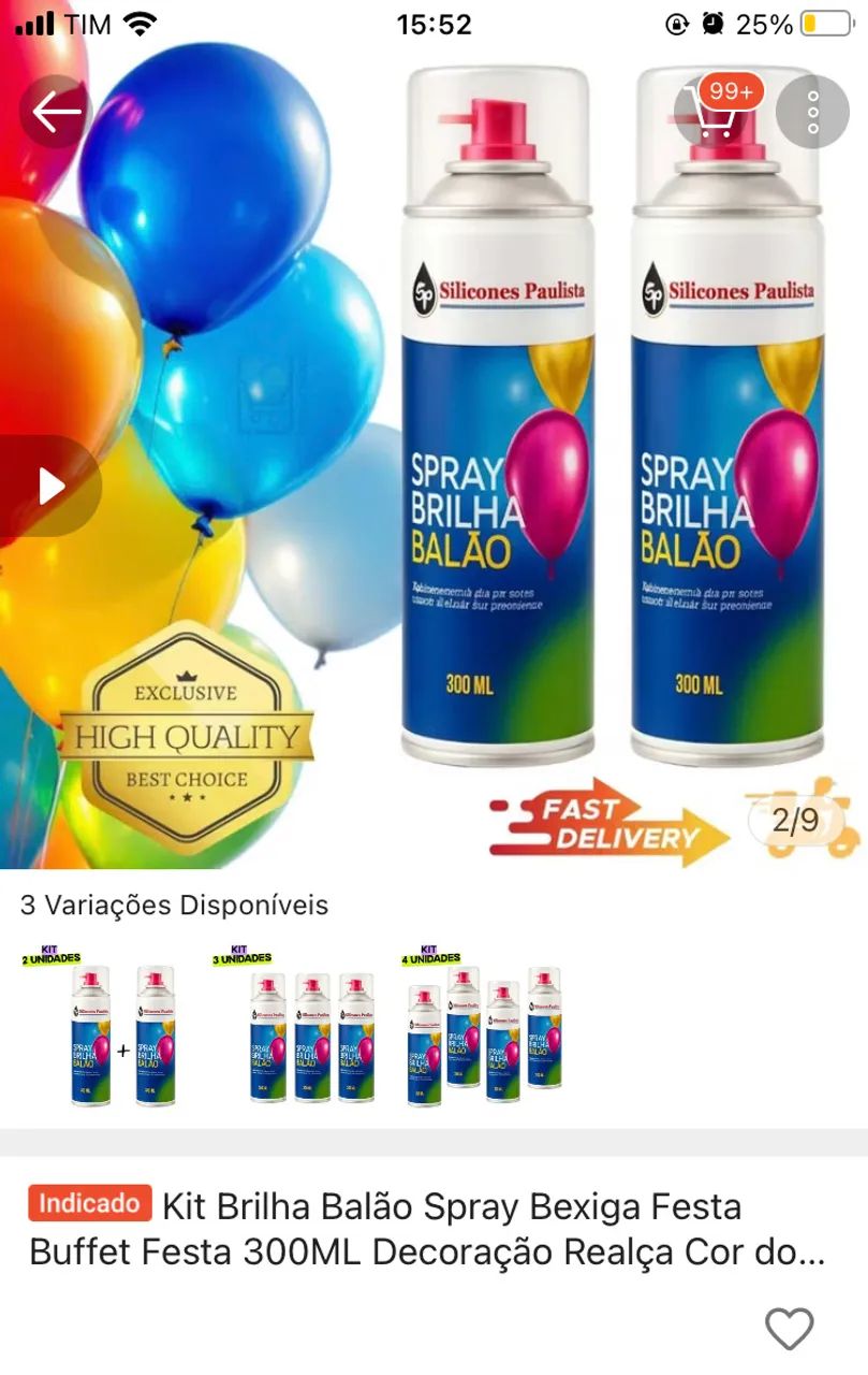 Kit brilha balão spray
