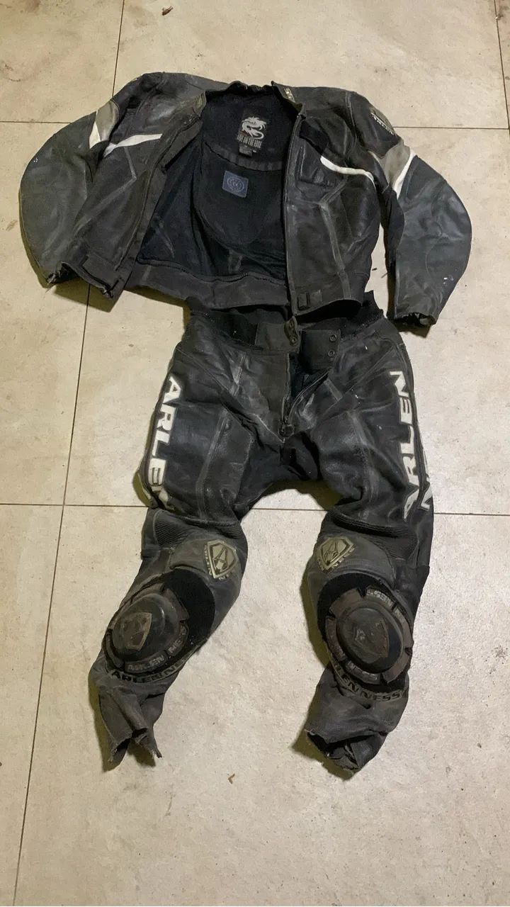 Macacão moto speed couro 2 peças