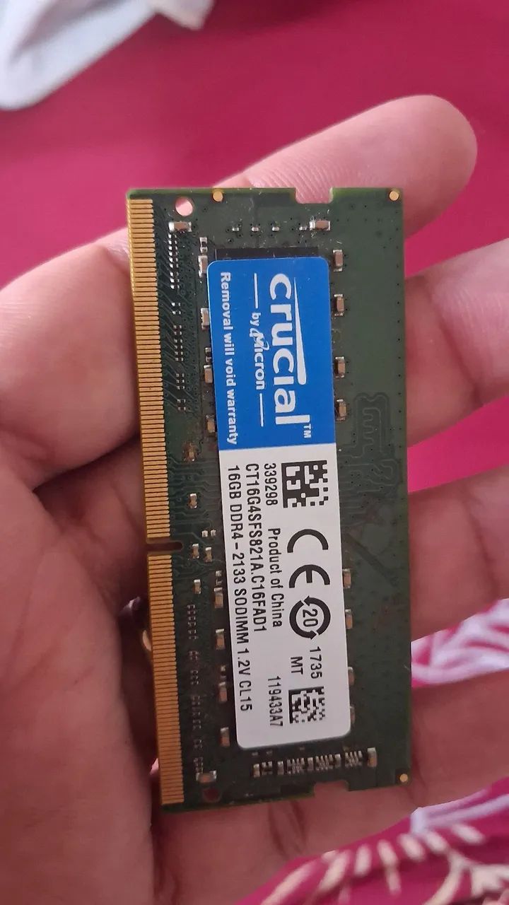 Memória Ram DDR4 16GB Crucial 2133 Notebook 