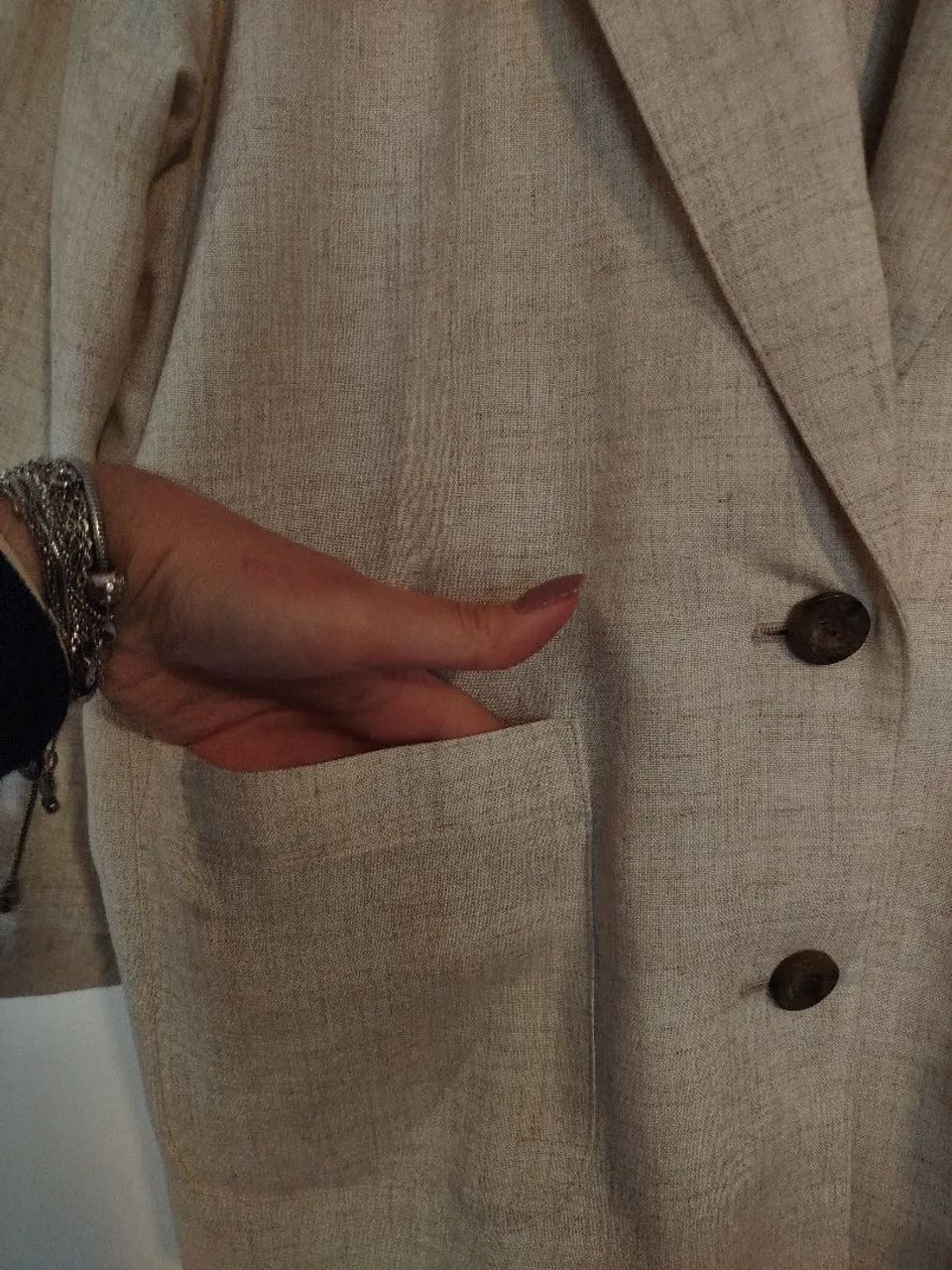Blazer de linho bege G - Foto 2