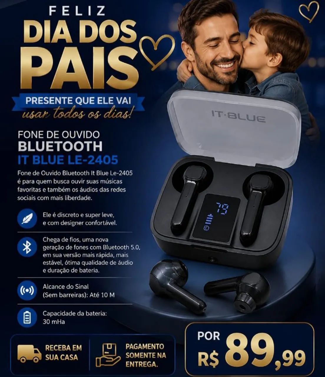 Fone de ouvido Bluetooth Entregamos 