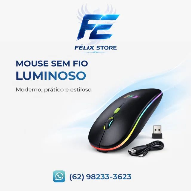 Mouse Sem Fio RGB Eletro EL-2103 Bluetooth + 2.4GHz Recarregável DPI Ajustável Ergonômico