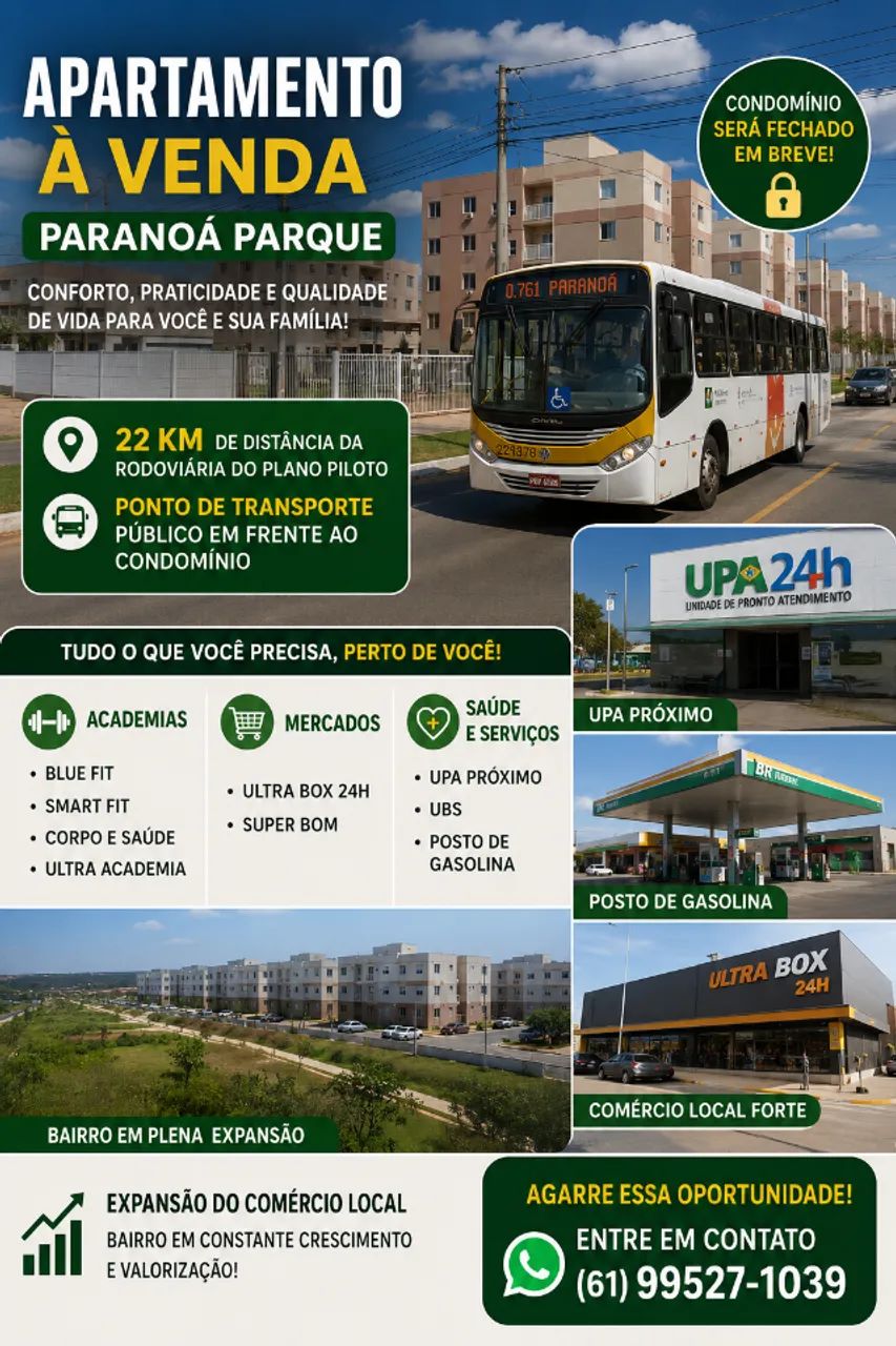 OPORTUNIDADE!!! APARTAMENTO 2 QUARTOS PARANOÁ PARQUE