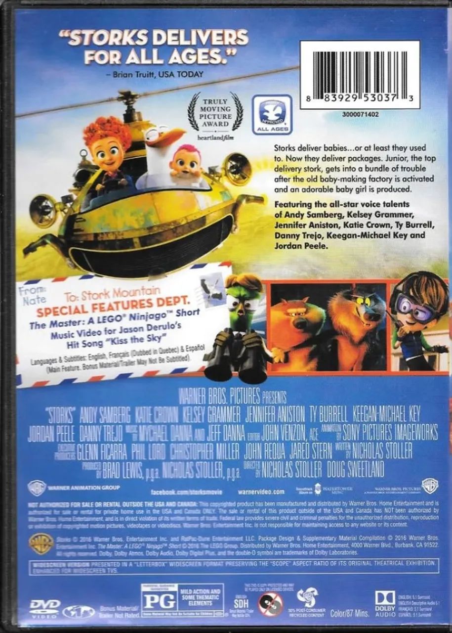 DVD: Storks (Cigüeñas / Cegonhas) importado (áudio em castelhano, inglês, e francês) reg.1 - Foto 3