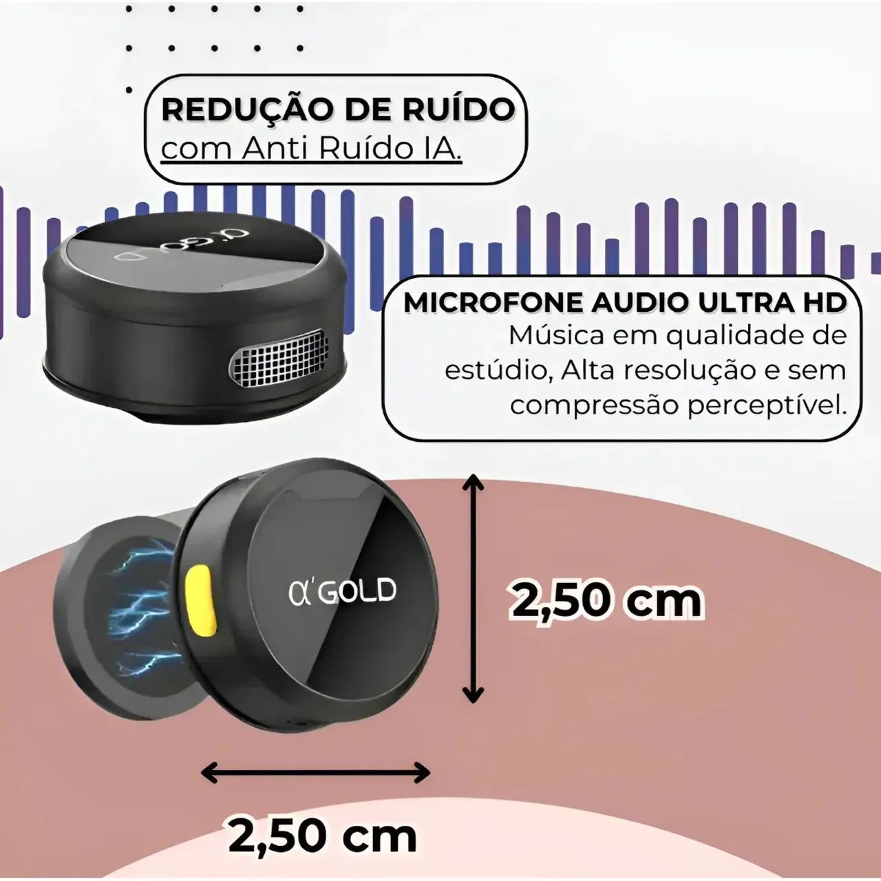 Microfone Lapela Sem Fio Duplo Para Celular Android E Iphone - Foto 4