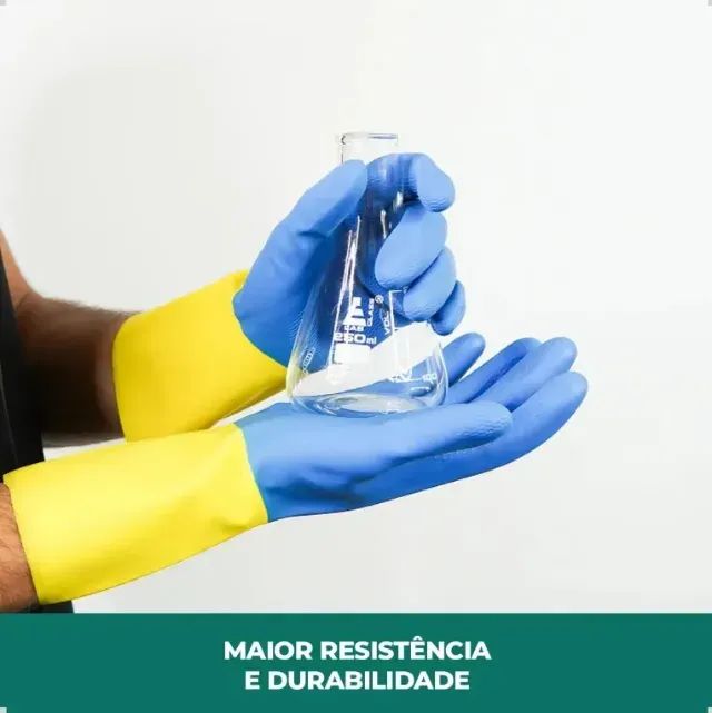 LUVA NFLEX TAM G (9) LATEX NEOPRENE BICOLOR AMARELA-AZUL FLOCADA PR  MEDIX  CA 49.127