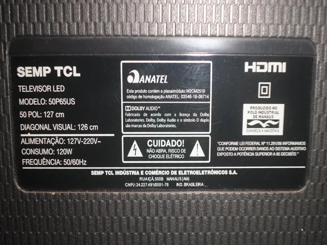 Placa Principal TV Semp TCL 50P65US ( Defeito ) - Foto 4