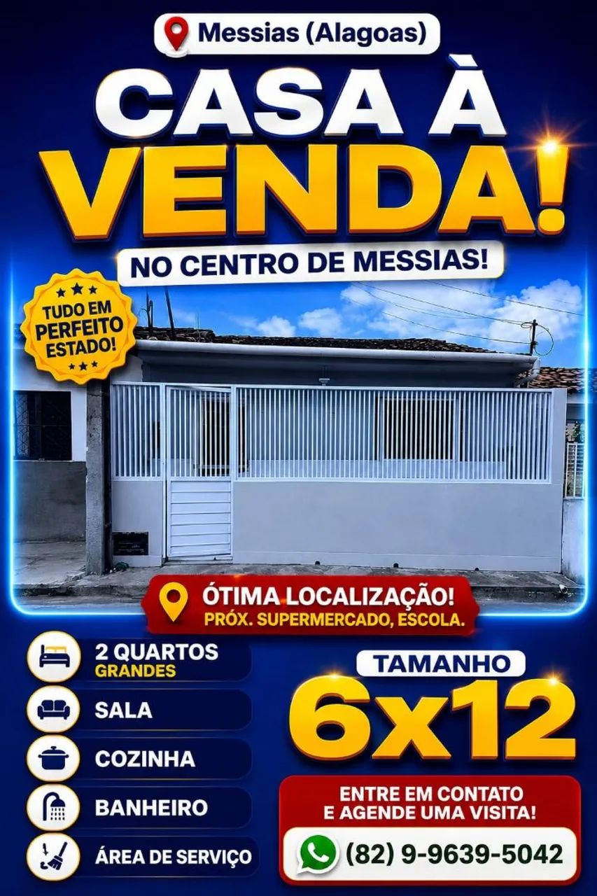 CASA À VENDA EM MESSIAS - ALAGOAS!