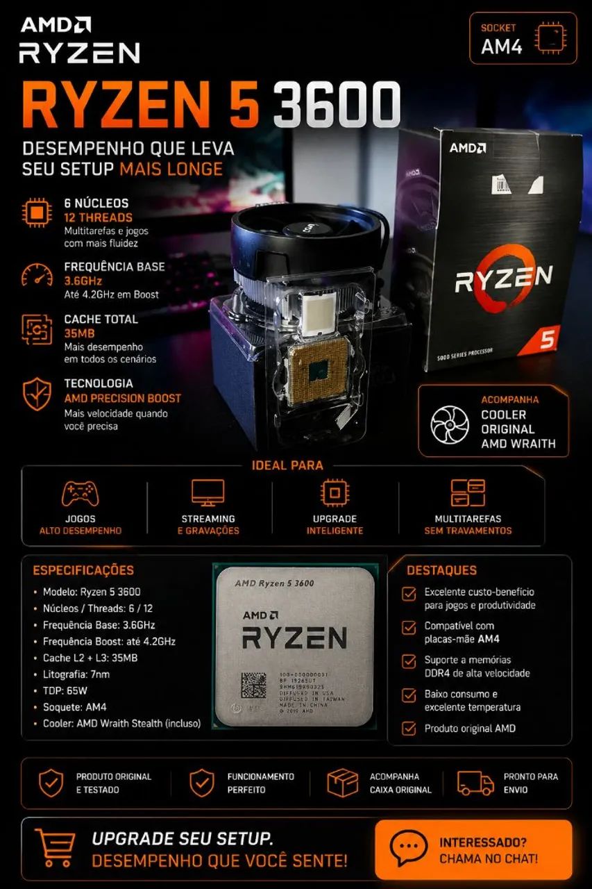 Processador AMD Ryzen 5 3600 - Processadores - Liberdade, Boa