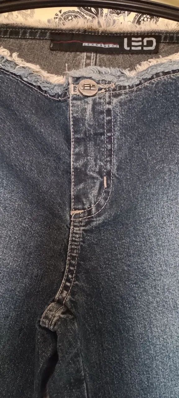 Calça jeans tipo pantalona, boca larga, algodão sem elastano, T 40  - Foto 2