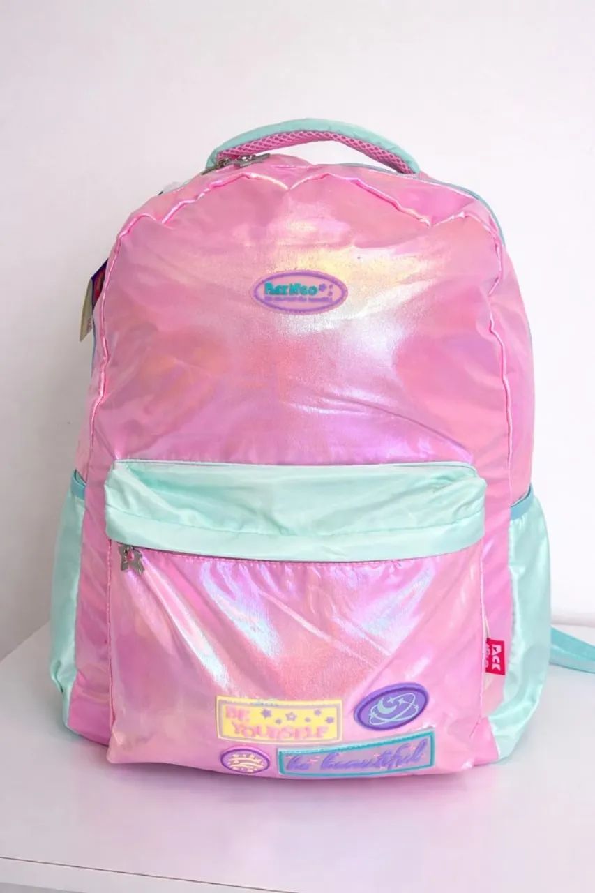 mochila rosa neon nova