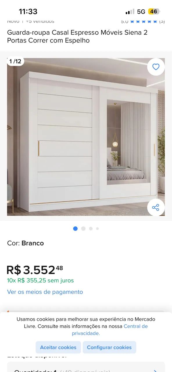 Guarda roupa semi novo