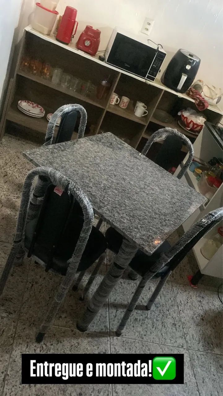 Mesa de cozinha 4 cadeiras pedra granito disponível  - Foto 4