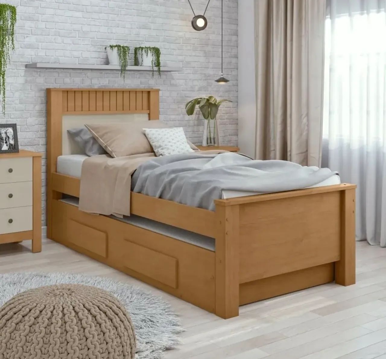 Cama com auxiliar com avarias sem colchão 