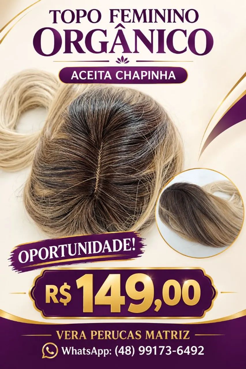 Topo feminino orgânico loiro ou escuro 