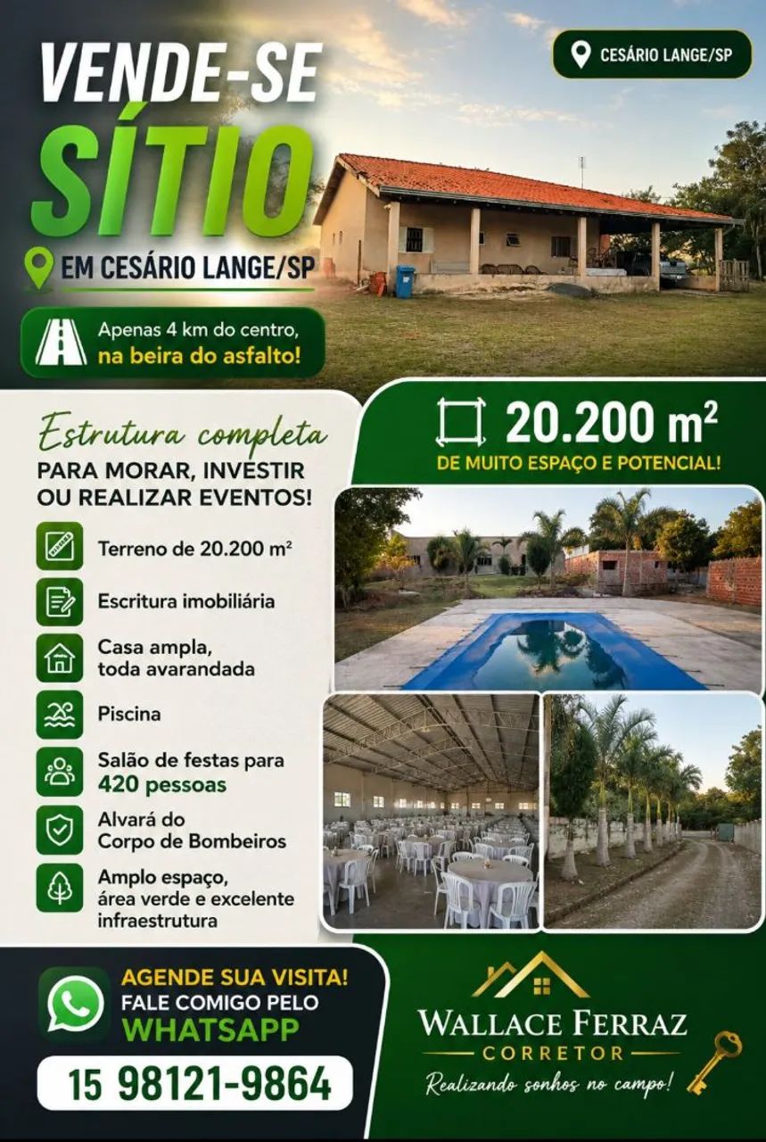 Vendo sítio 20200M² em cesário Lange sp .