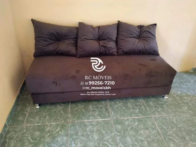 Sofá Cama Bicama estruturada 1,70m Suede de qualidade D33 Compacto e Funcional