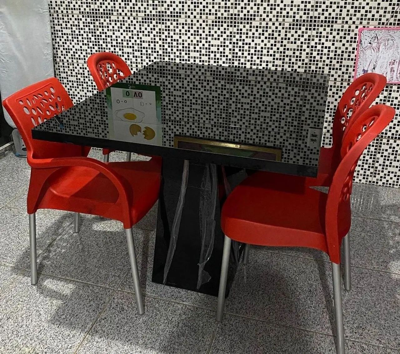 Mesa de Jantar Retangular Luxo com Vidro Laqueado  - Foto 5