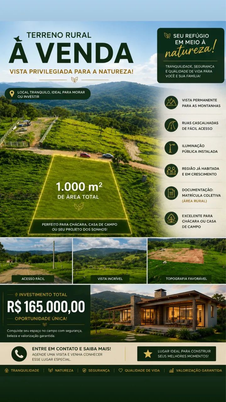 Terreno de chácara com ótima topografia e localização 