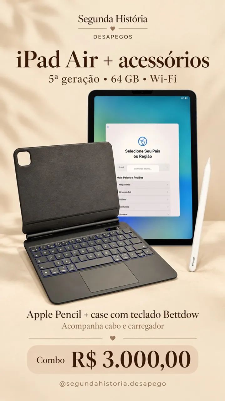 Apple iPad Air 、Apple Pencil本体 箱無し iPad Air 5ª geração 64 GB + Apple Pencil + case com teclado ? R
