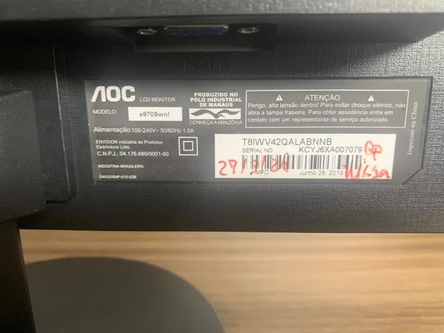 Monitor AOC LED 18,5? e970Swnl + Cabo VGA - Ótimo Estado - Foto 3