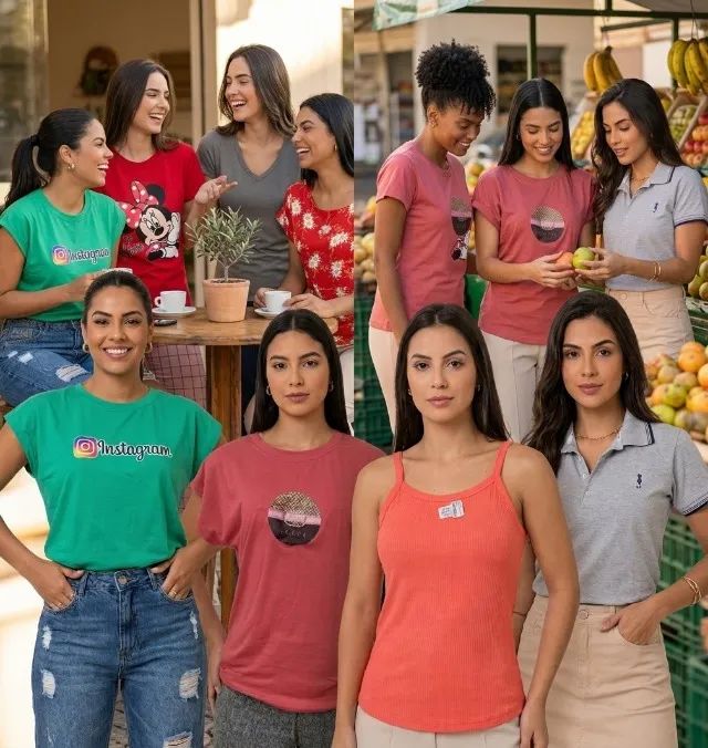 Camisa regatas e com manga. 