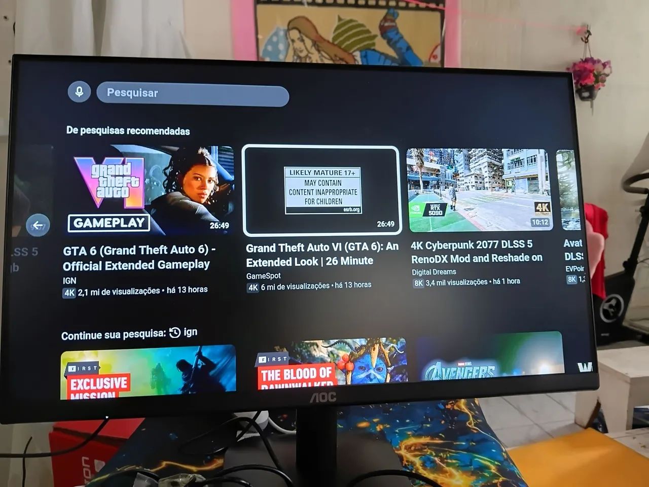 Monitor aoc 24 75hz VA funcionando perfeitamente 