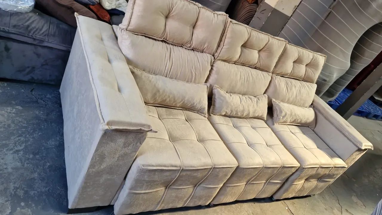 Sofa 3 lugares retrátil e reclinável com entrega grátis  - Foto 4