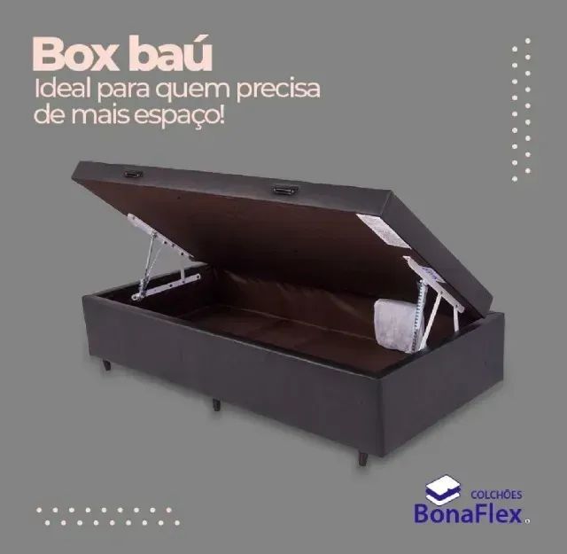 Base Box Bau Solteiro 88x188x42 Tecido Sued - Bonaflex (Nova)
