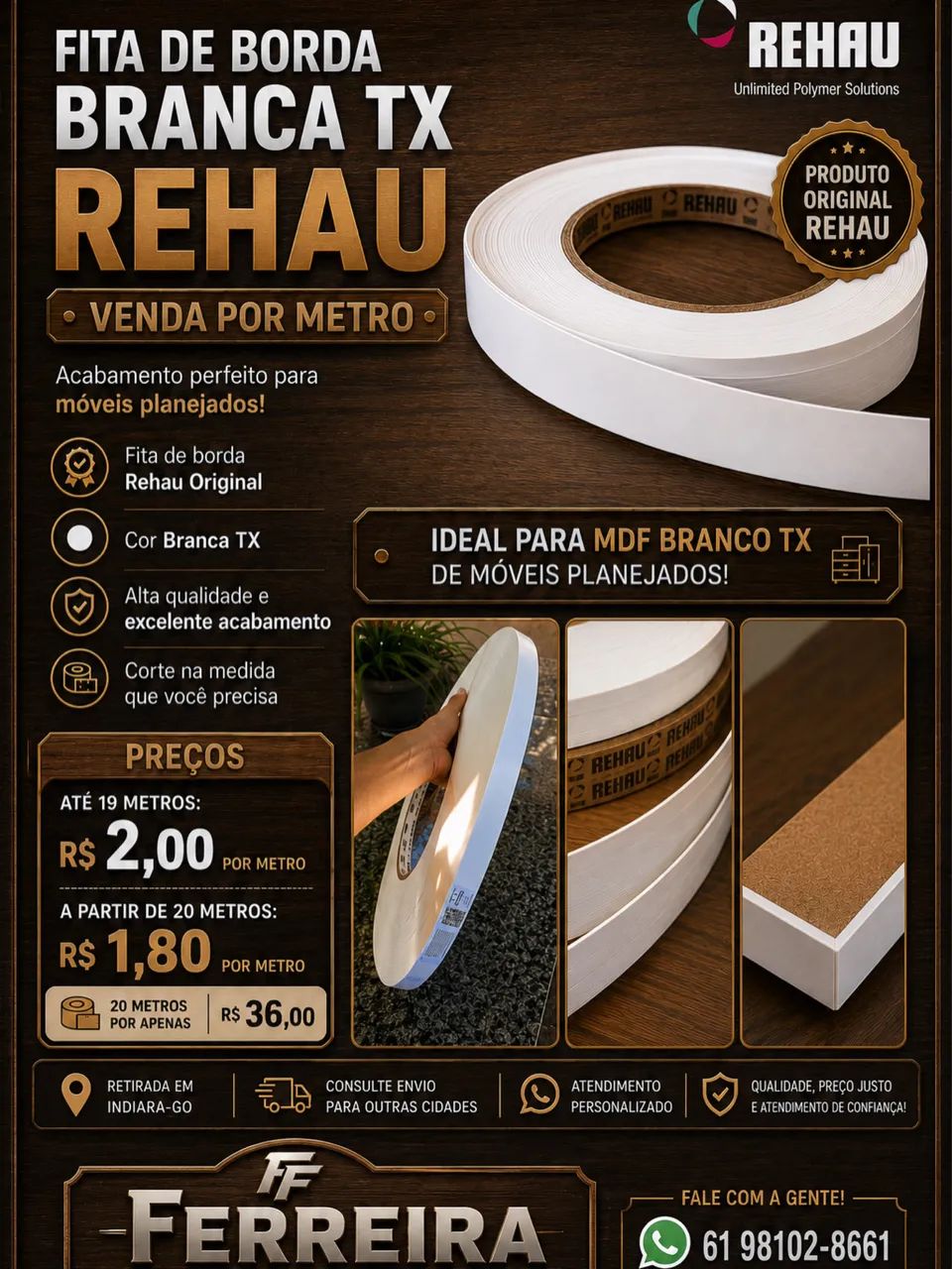 Fitas de bordas para Mdf Branco TX