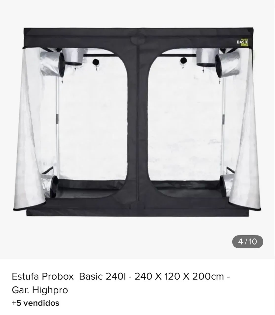 Estufa tenda Grow 2,40 x 2,40 x 2,00 - Probox Basic