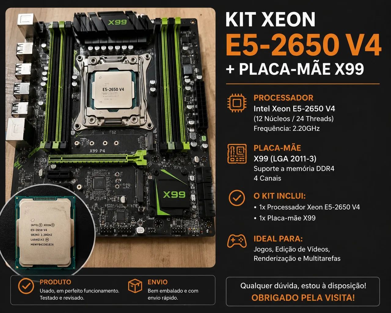 Kit Xeon E5-2650v4 + Placa mãe X99