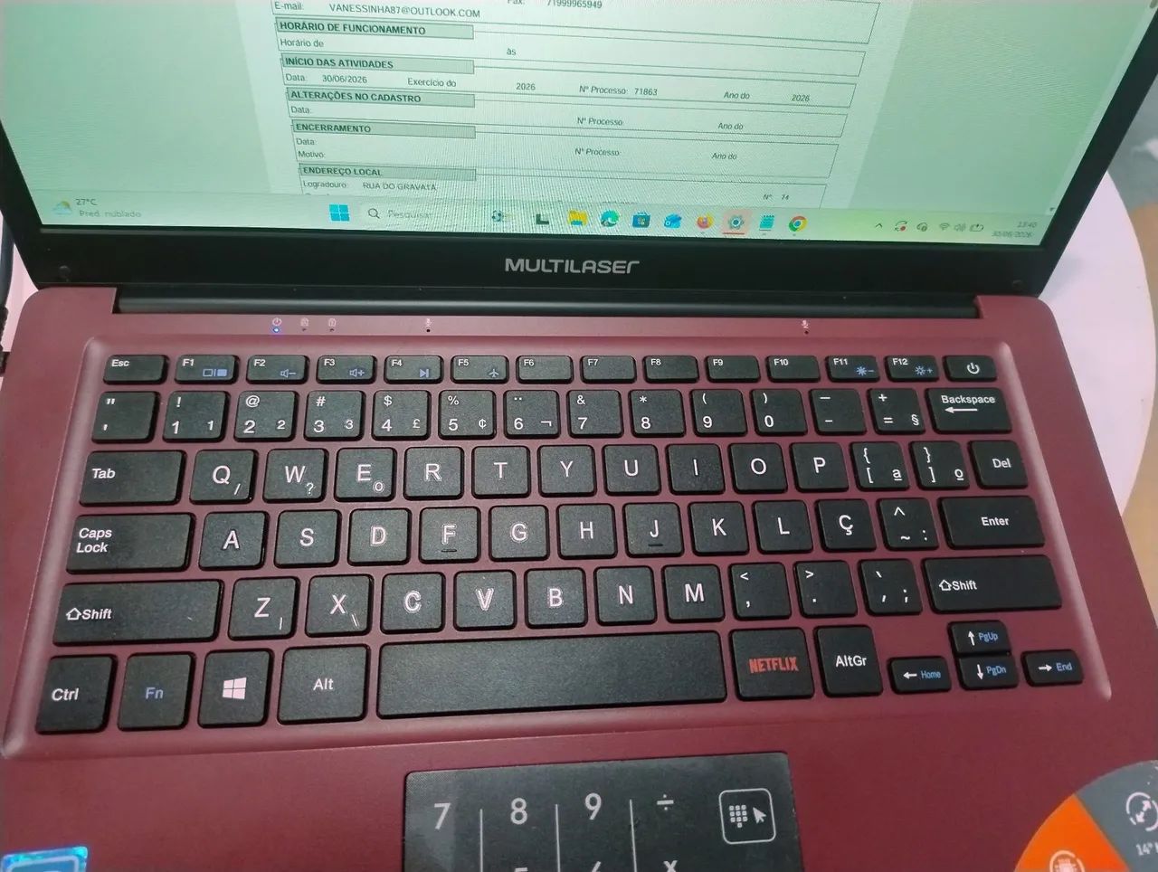 Notebook tudo funcionando normal 