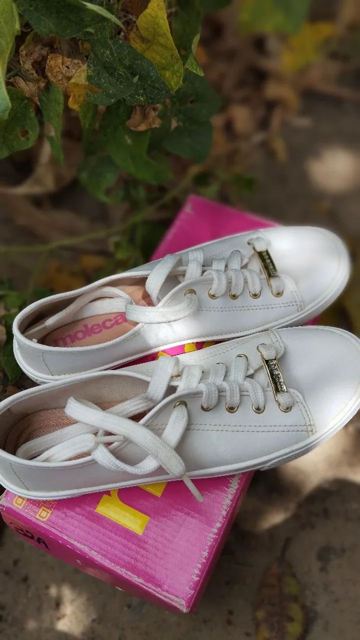 TÊNIS MOLECA FEMININO - BRANCO USADO 2 VEZES  - Foto 4