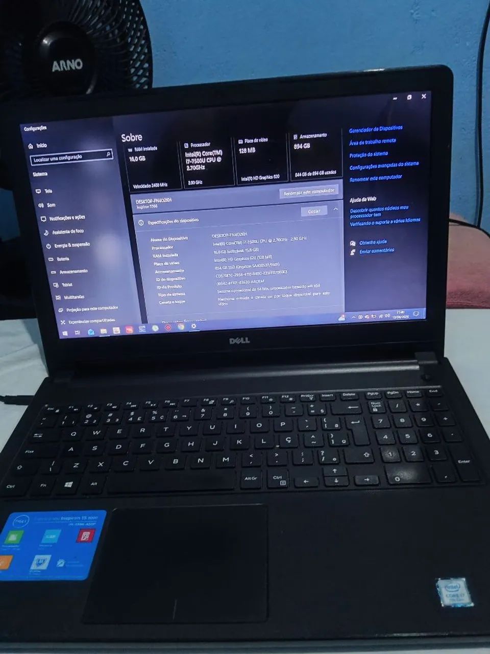 Notebook Dell i7 7 geração com SSD 1tera e16 gigas de memória  - Foto 3