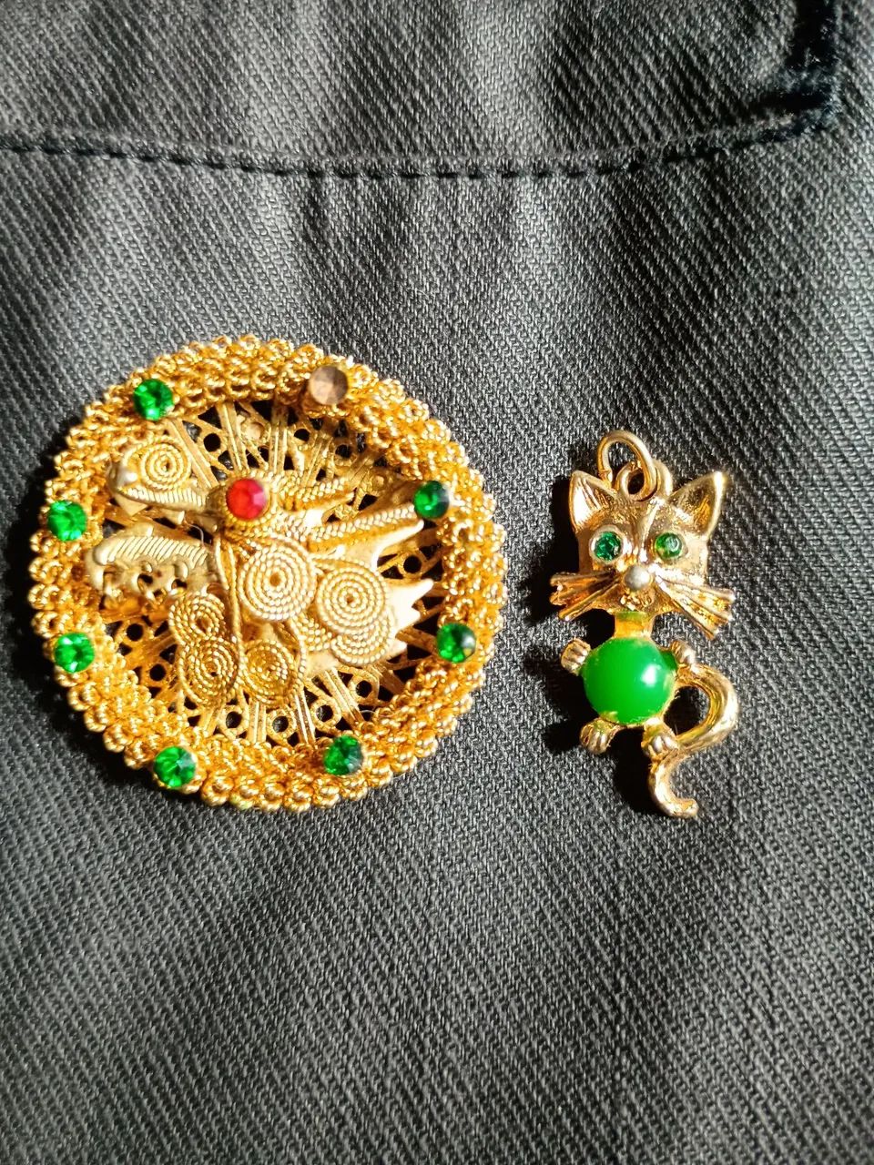 Broche em filigrana e pingente retrô  - Foto 2