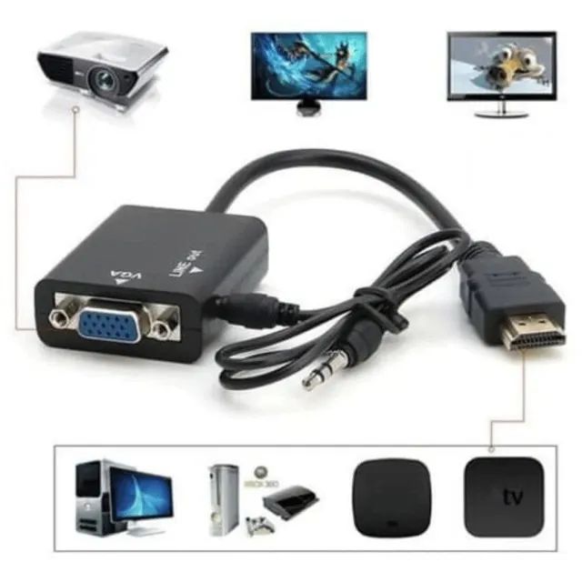 Conversor de HDMI para VGA com Saída de Áudio Aux