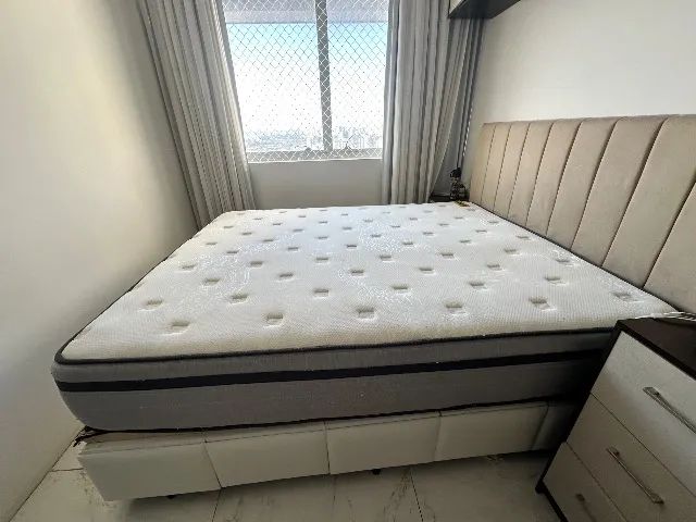 Cama Queen com Colchão, Base Baú e Cabeceira - Foto 2