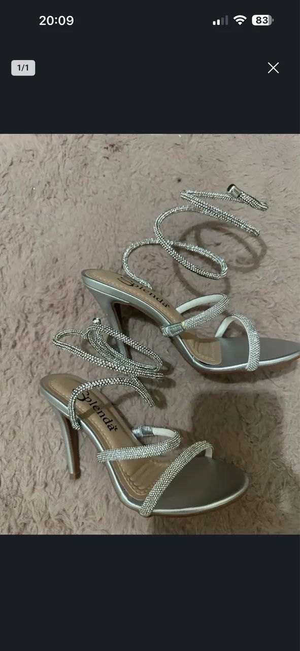 Sandalia brilho prata strass - Foto 2