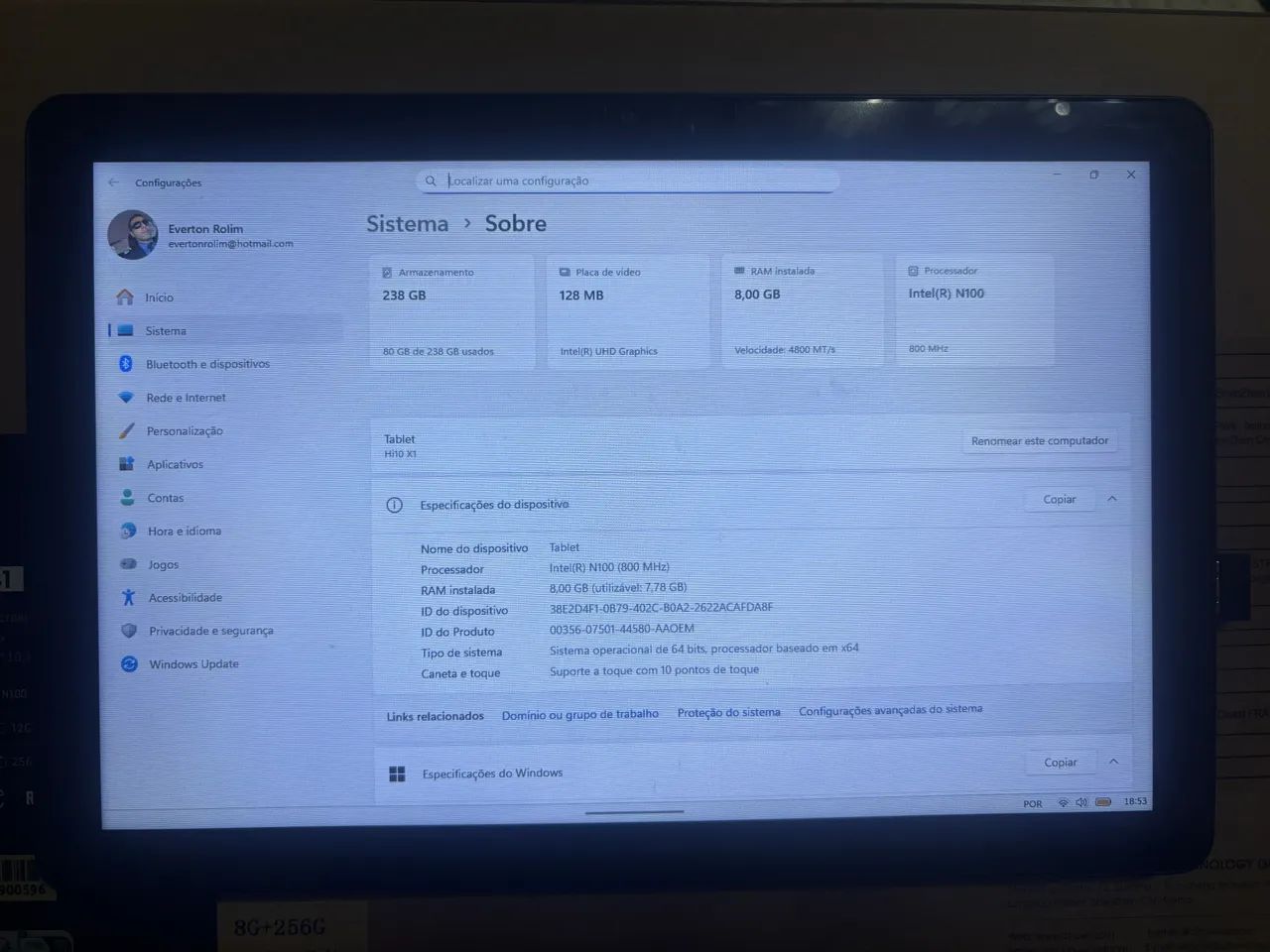 Tablet 8GB RAM, 256GB com Windows  - Foto 2