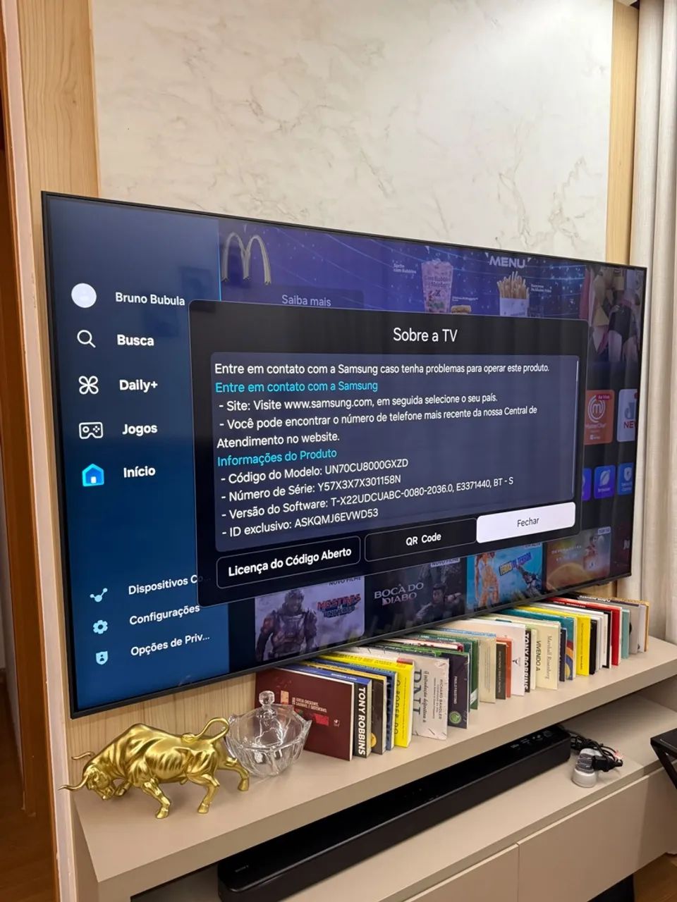 Smart TV Samsung 70 polegadas 4K Ultrafina - Impecável