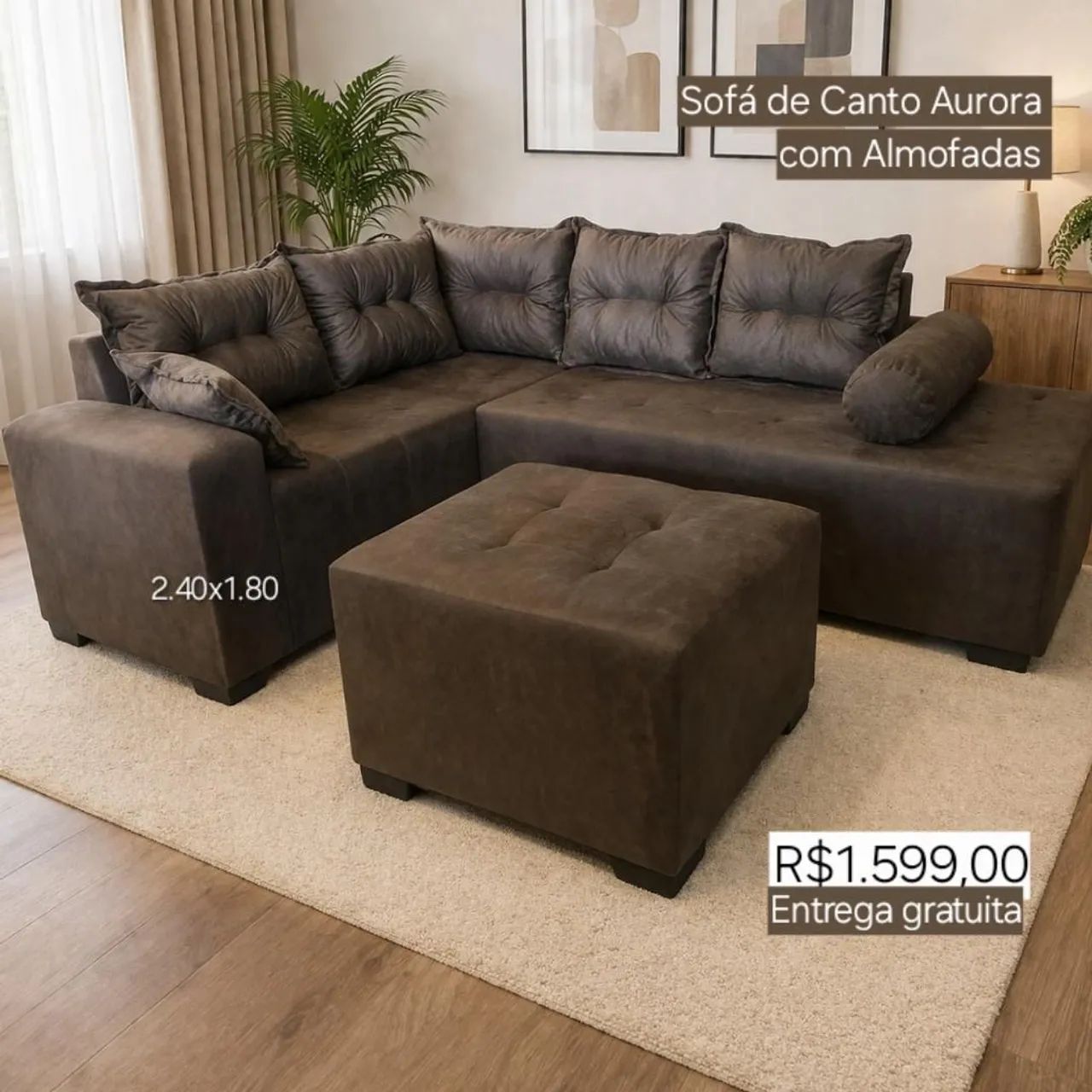 PROMOÇÃO URGENTE - Sofá de CANTO Aurora MARROM Disponível