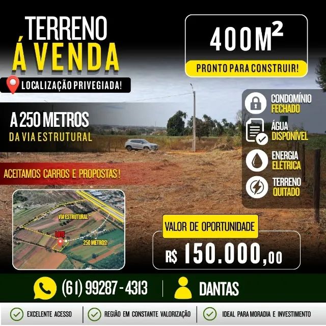 Vendo Lote a Apenas 250 Metros da Via Estrutural!