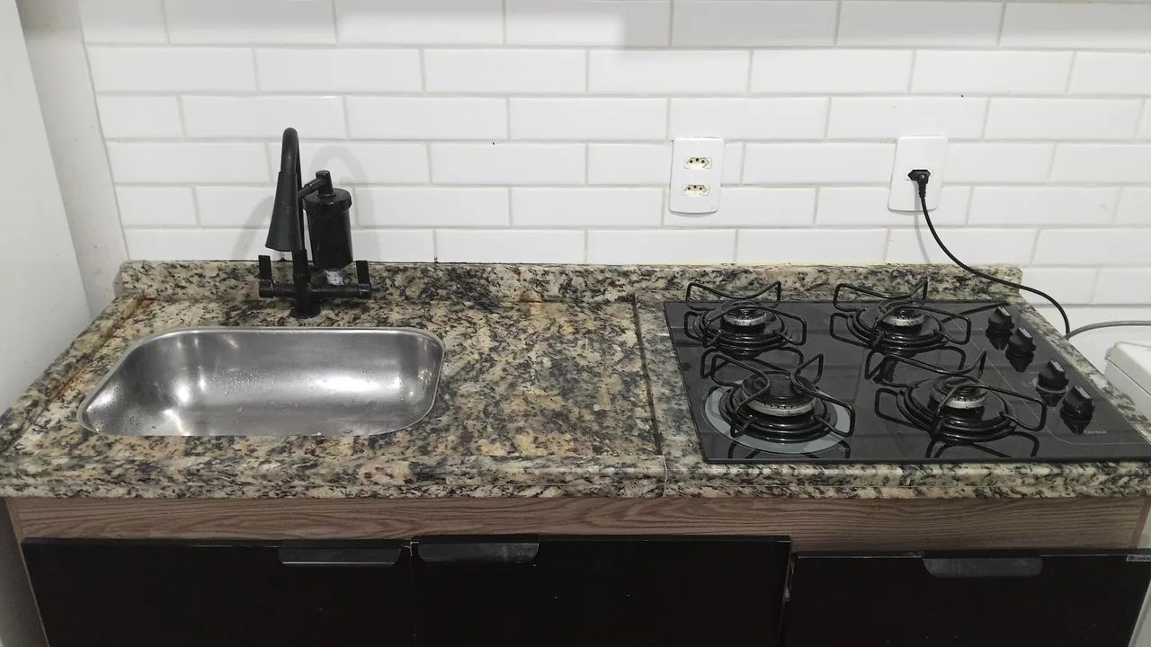 Bancada cozinha em granito com cuba 