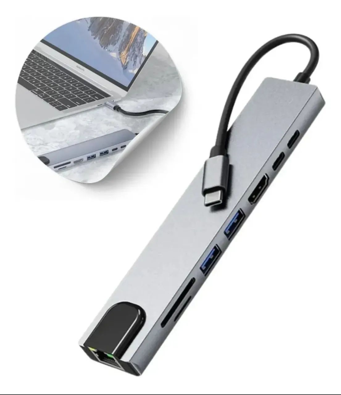 Hub 8 Em 1 Multifuncional Usb-c Tomate Hdmi - Foto 2