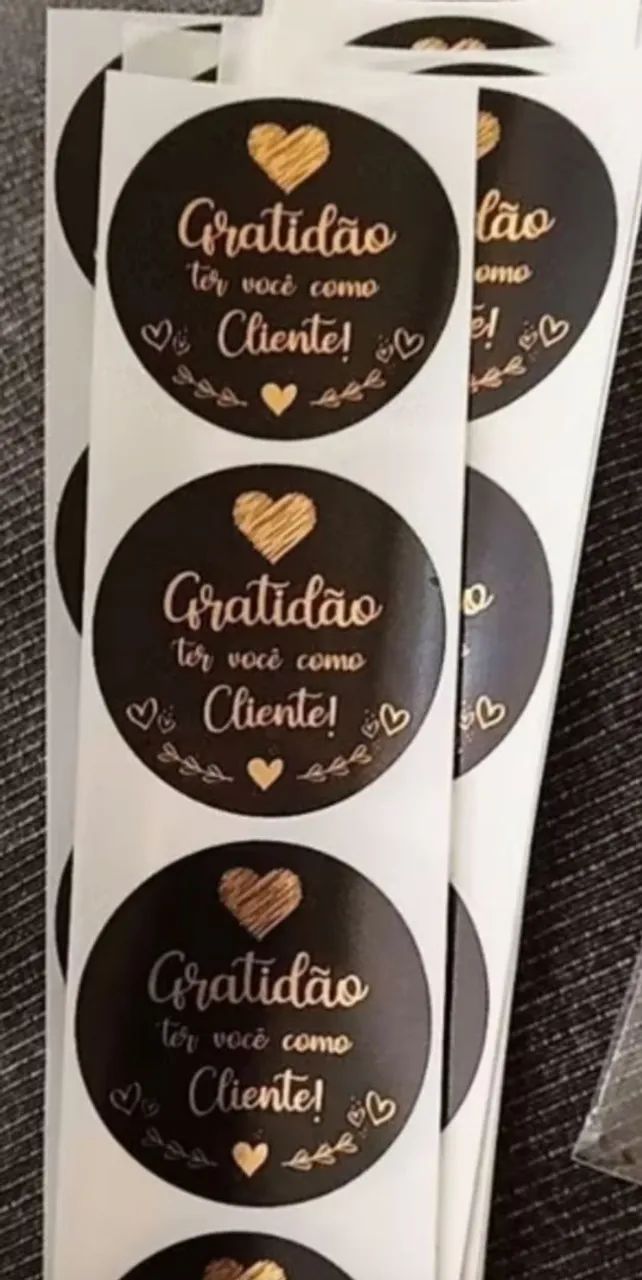Kit 100 Adesivos Gratidão Cliente