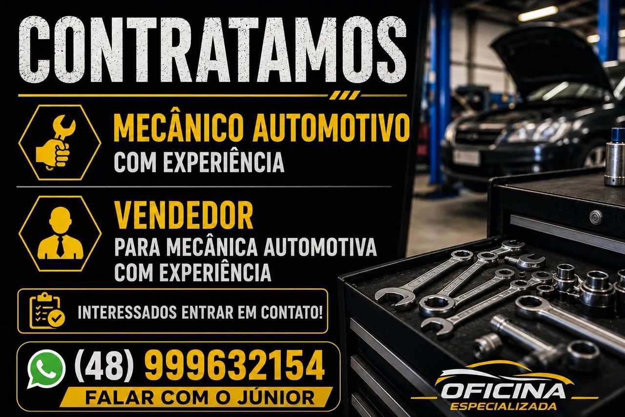 Vaga para mecânico automático e vendedor automotivo 