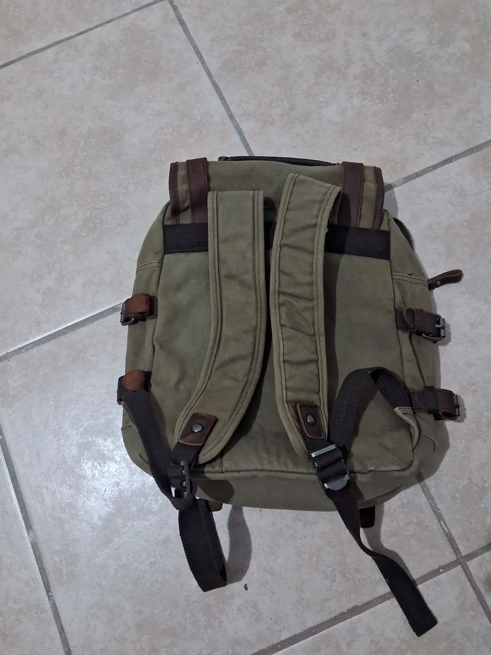 Mochila lona e couro - Foto 2