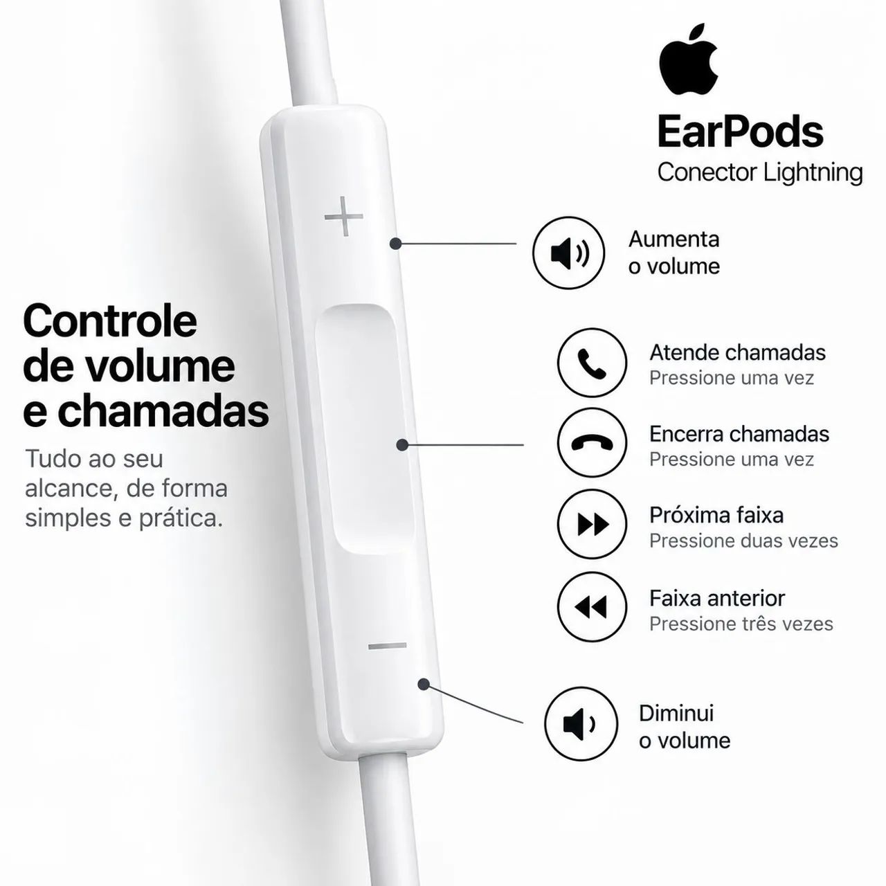 Fone EarPods Lightning Connector Apple - Fones de Ouvido