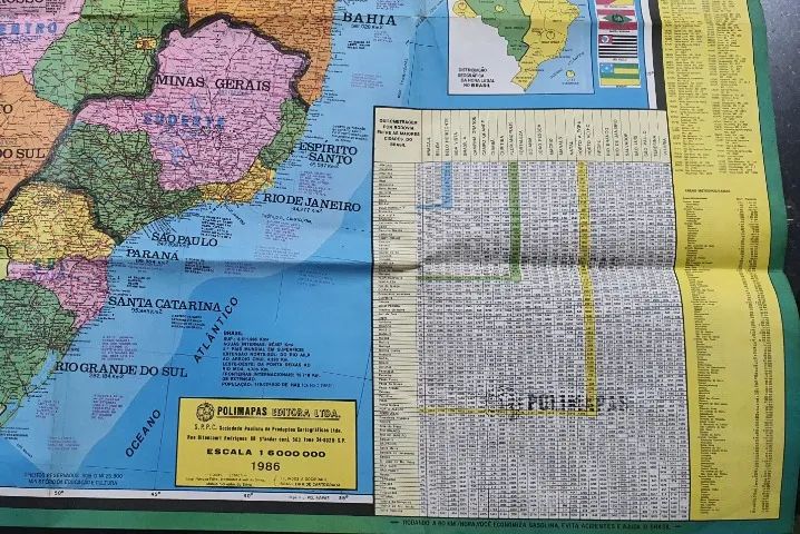 Mapa do Brasil Antigo 1986 - Polimapas (80x110cm) - Relíquia - Foto 5